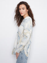 Load image into Gallery viewer, Long Sleeve Drop Shoulder Printed Boat Neck Sweater With Pockets