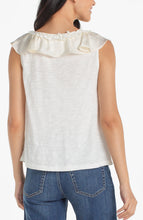 Load image into Gallery viewer, Ruffle Front Woven to Knit top