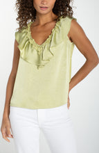 Load image into Gallery viewer, Ruffle Front Woven to Knit top
