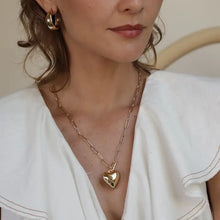 Load image into Gallery viewer, Puffed Heart on Toggle Chain Necklace
