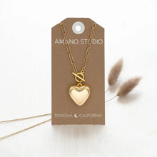 Load image into Gallery viewer, Puffed Heart on Toggle Chain Necklace
