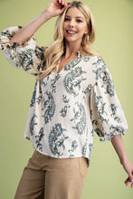 Load image into Gallery viewer, Button Down Blouse w/Balloon Slv Top
