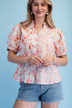 Load image into Gallery viewer, Mixed Print Button Down w/banded Slv
