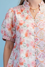 Load image into Gallery viewer, Mixed Print Button Down w/banded Slv
