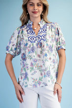 Load image into Gallery viewer, Floral Print  w/Ruffled Neck and Lace Trim
