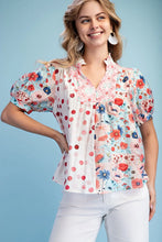 Load image into Gallery viewer, Mixed Print Half Button Blouse
