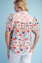 Load image into Gallery viewer, Mixed Print Half Button Blouse
