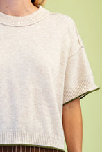 Load image into Gallery viewer, S/S Sweater Top W/rolled Hem
