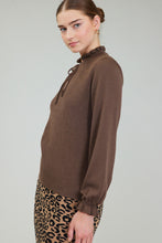 Load image into Gallery viewer, Tie Front Ruffle Collar Sweater Top
