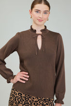 Load image into Gallery viewer, Tie Front Ruffle Collar Sweater Top
