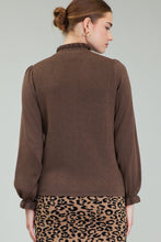 Load image into Gallery viewer, Tie Front Ruffle Collar Sweater Top
