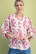 Load image into Gallery viewer, Button Down Blouse w/Balloon Slv Top

