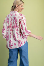 Load image into Gallery viewer, Button Down Blouse w/Balloon Slv Top
