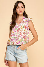 Load image into Gallery viewer, Ruffled V-neck Floral Top

