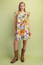 Load image into Gallery viewer, Floral Print Ruffle Neck Mini Dress
