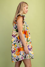 Load image into Gallery viewer, Floral Print Ruffle Neck Mini Dress
