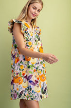 Load image into Gallery viewer, Floral Print Ruffle Neck Mini Dress
