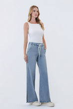 Load image into Gallery viewer, Drawstring Side Slit Wide Leg Jeans
