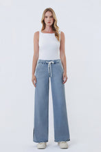 Load image into Gallery viewer, Drawstring Side Slit Wide Leg Jeans

