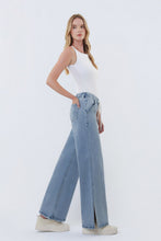 Load image into Gallery viewer, Drawstring Side Slit Wide Leg Jeans
