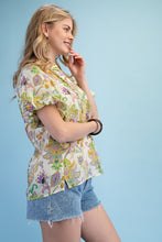 Load image into Gallery viewer, Printed Button Up Blouses w/RicRac Trim
