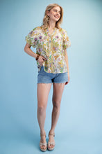 Load image into Gallery viewer, Printed Button Up Blouses w/RicRac Trim

