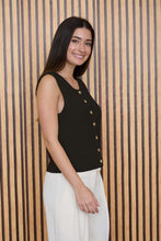 Load image into Gallery viewer, Round Neck Slvless Button Cardigan
