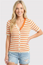 Load image into Gallery viewer, V Neck Striped Rib Sweater
