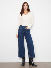 Load image into Gallery viewer, Cropped Wide Leg Stretch Denim Pant
