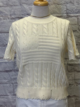 Load image into Gallery viewer, S/S Cable Knit American Flag Sweater
