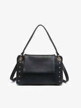 Load image into Gallery viewer, Juliana Flapover Shoulder Bag w/ Studded Detail &amp; Crossbody Strap
