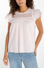 Load image into Gallery viewer, Dbl Flutter Sleeve Woven Blouse W/ Emb
