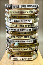 Load image into Gallery viewer, Caffeine and Cuss Words Bracelet
