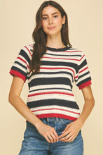 Load image into Gallery viewer, Striped Crochet Knit Top
