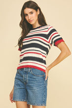 Load image into Gallery viewer, Striped Crochet Knit Top
