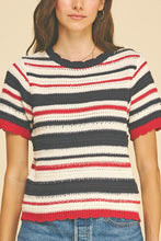 Load image into Gallery viewer, Striped Crochet Knit Top
