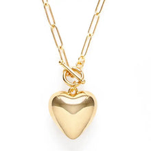 Load image into Gallery viewer, Puffed Heart on Toggle Chain Necklace

