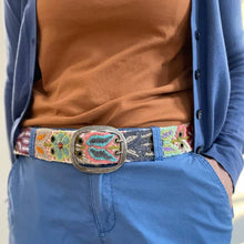 Load image into Gallery viewer, Folklorica Floral Embroidered Wool Belt, Cream

