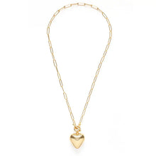 Load image into Gallery viewer, Puffed Heart on Toggle Chain Necklace
