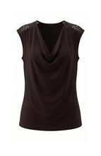 Load image into Gallery viewer, Draped Neck Slvless Knit Tpo W/ Lace
