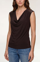 Load image into Gallery viewer, Draped Neck Slvless Knit Tpo W/ Lace
