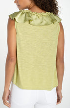 Load image into Gallery viewer, Ruffle Front Woven to Knit top
