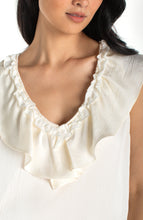 Load image into Gallery viewer, Ruffle Front Woven to Knit top

